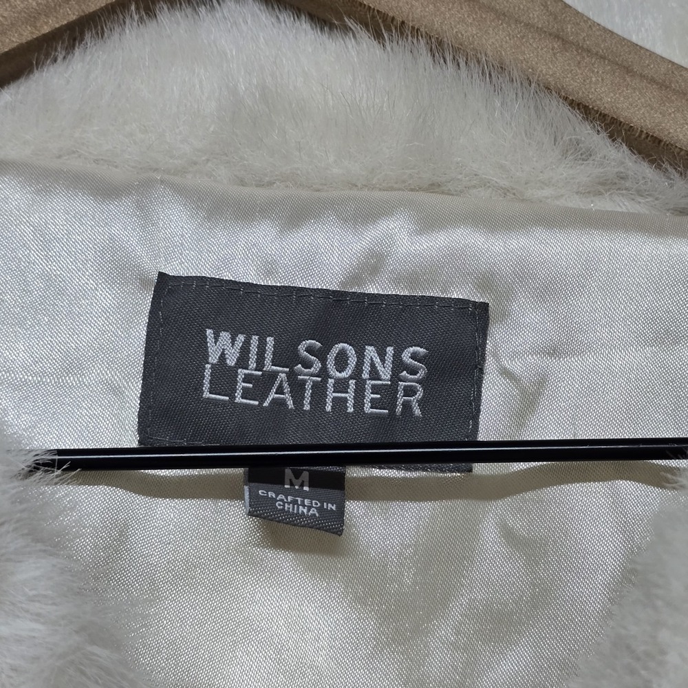 Luxury Wilson Leather White Faux Fur Designer Plush Coat‎ Jacket Sz M NWT - Picture 3 of 8